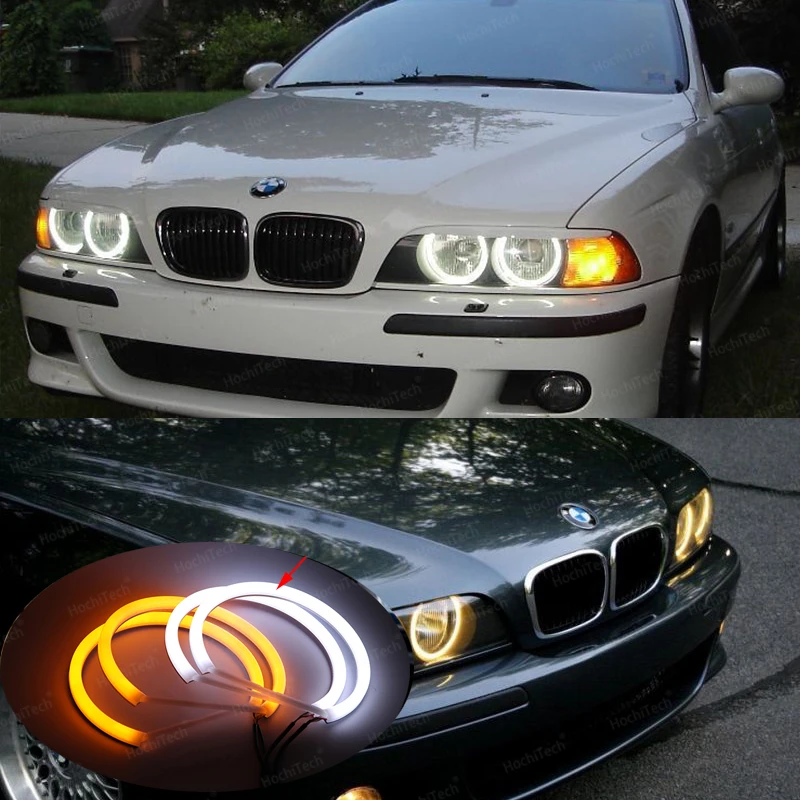 

for BMW 5 series E39 525i 528i 530i 540i Cotton Switchback LED Dual Color Angel Eye White Amber turn signal light