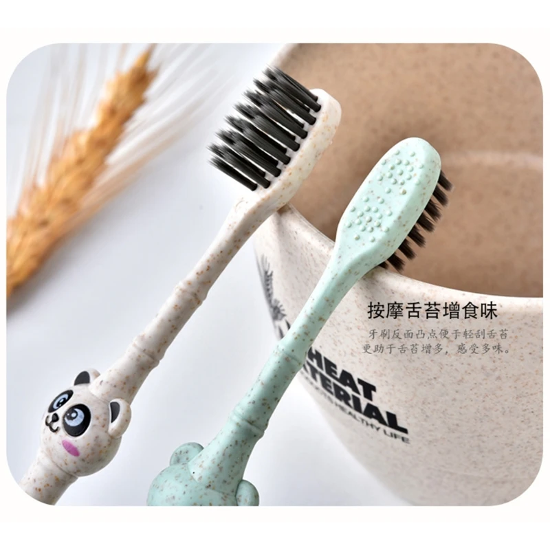 1 комплект детская зубная щетка пшеничная соломинка мультяшная панда для ухода