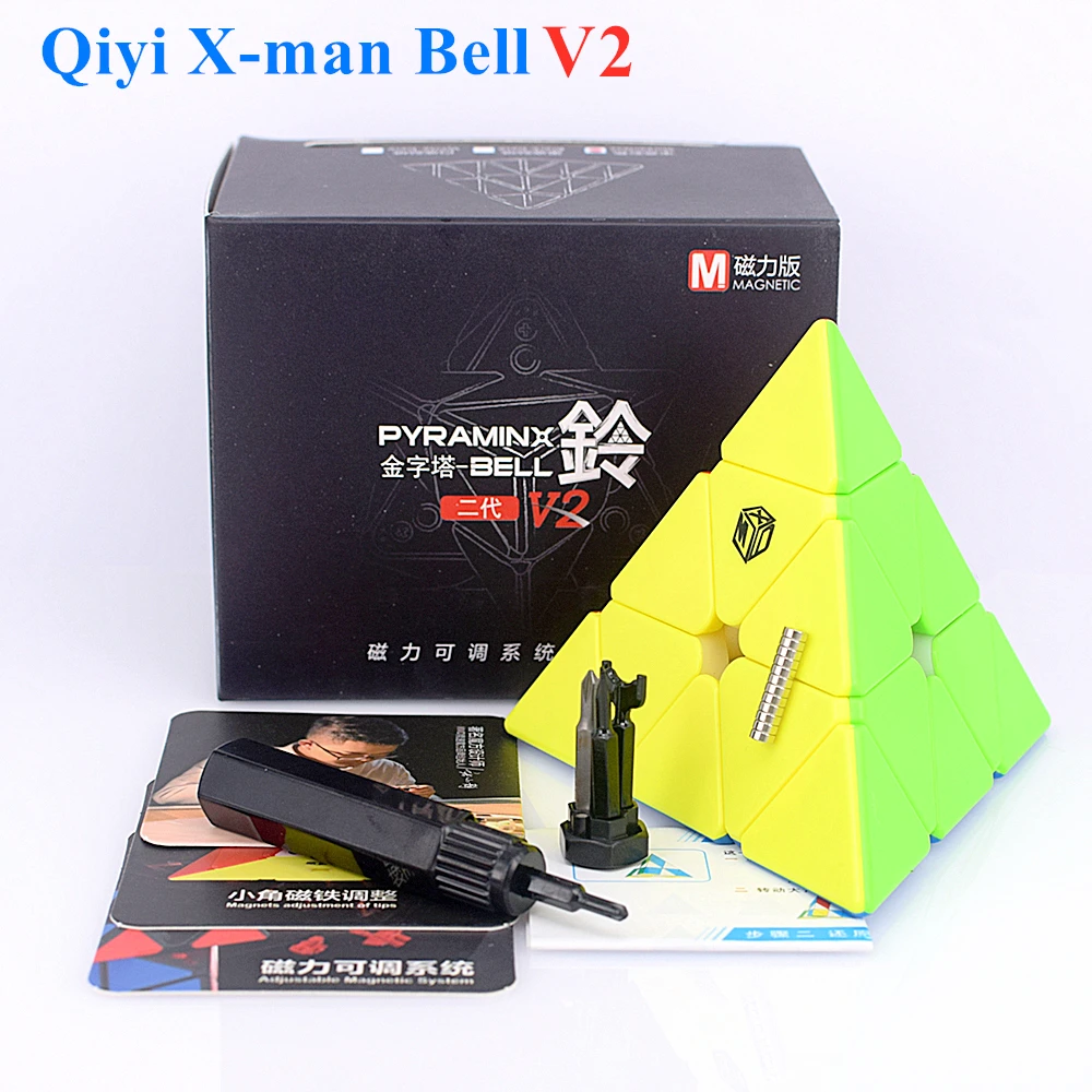 Волшебный куб Qiyi пирамида X-man колокольчик V2 магнитный 3x3x 3 волшебный пирамидка