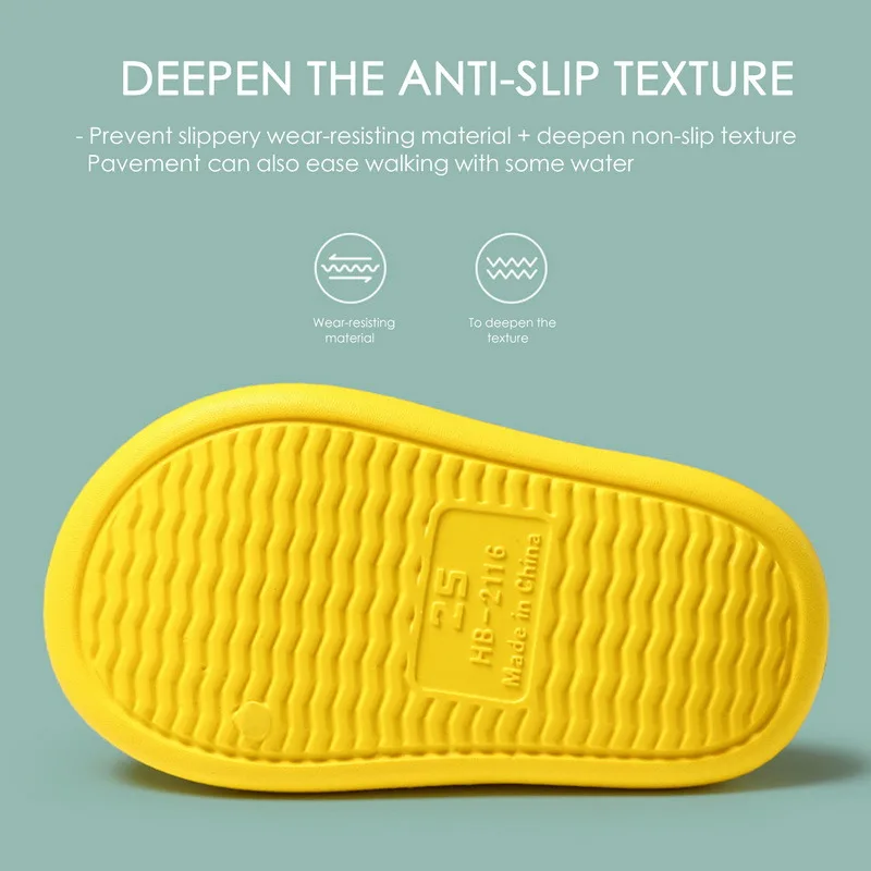 

2021 Children Home Soft Slippers Thick Sole Non-slip EVA Indoor Shoes Flat Slides Beach Ourdoor Light Flip Flops Plus Size 35