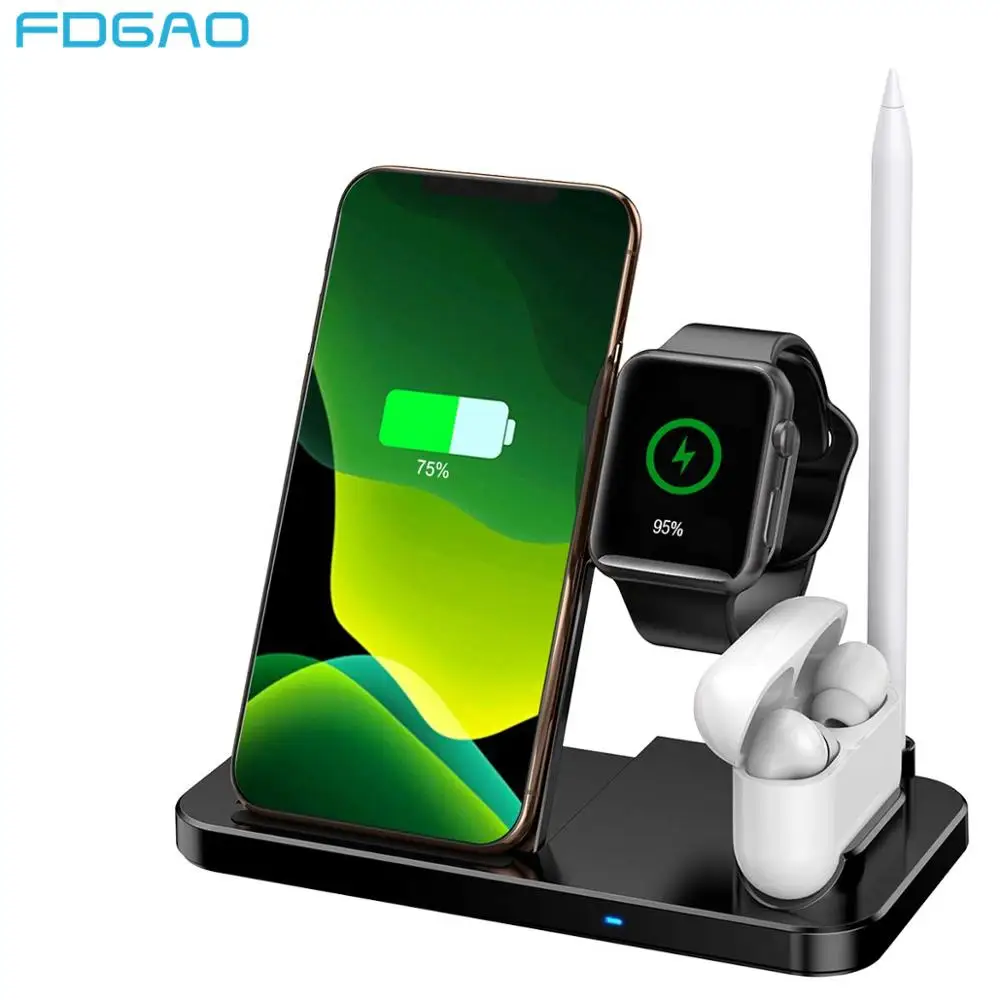 4 в 1 беспроводная зарядная подставка для Apple Watch AirPods Pro Qi быстрая док станция iWatch 5 3