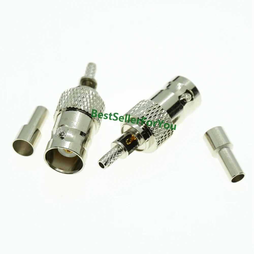 1Pcs BNC female jack crimp window solder For RG174 LMR100 RG316 cable RF connector