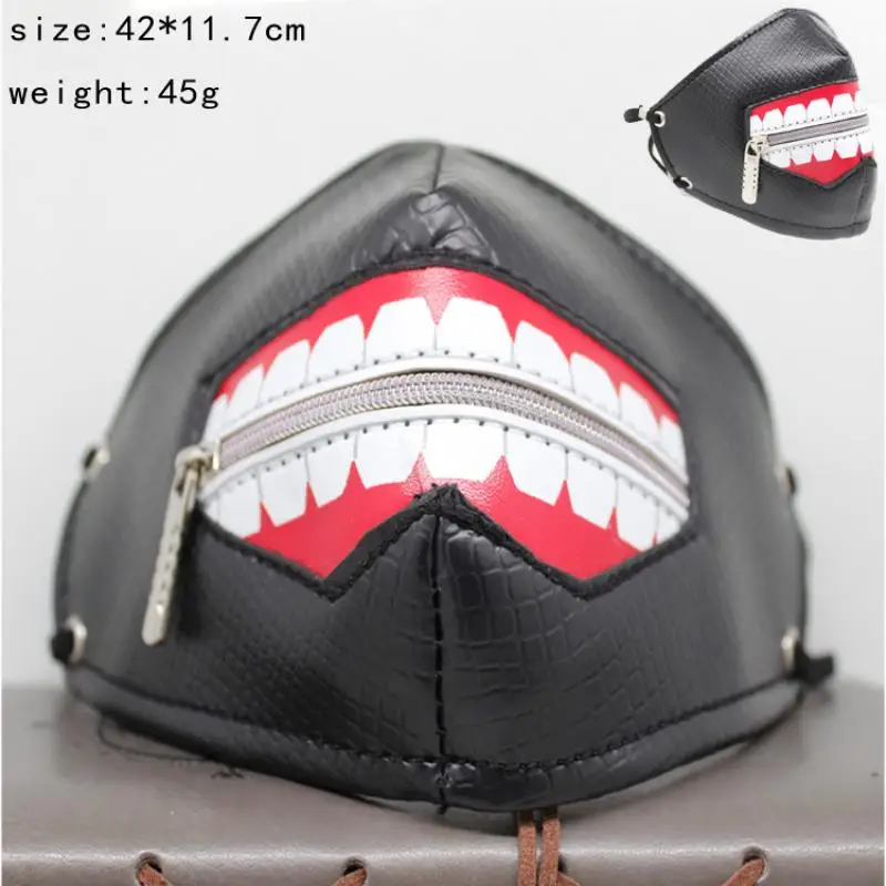 

Tokyo Ghoul Cosplay Costumes Kkaneki Ken Cosplay PU Zipper Halloween Cos Black mouth wear Cosplay Accessory Canival Cos