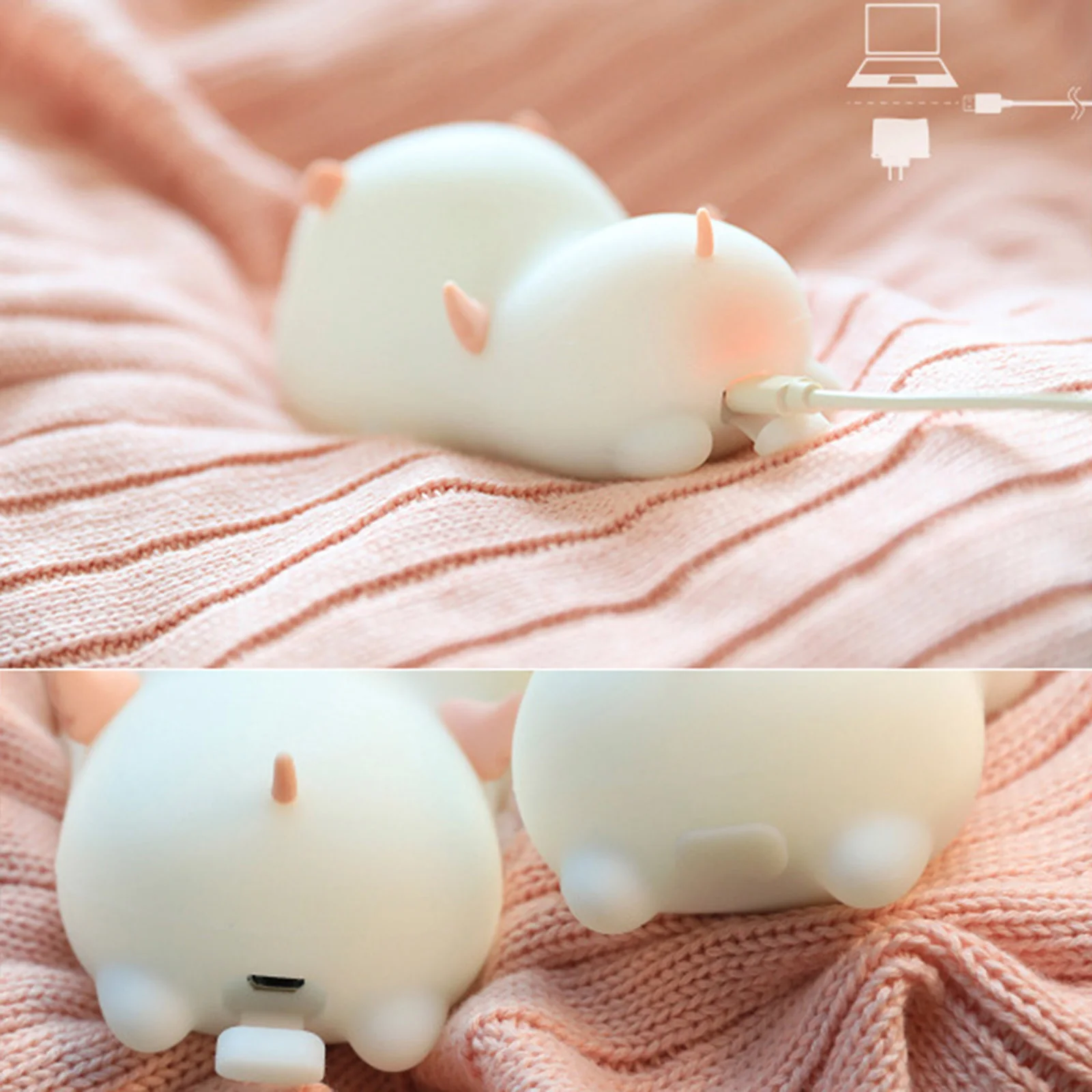 

Sleeping Light Bedroom Bedside Table Lamp Touch Sensor LED Night Lamp Cartoon Pig Silicone 7 Colors Changing Bedroom Light