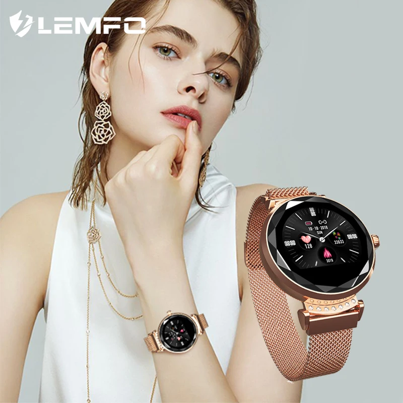 LEMFO H2 женские Смарт-часы IP67 водонепроницаемый монитор сердечного ритма и артериального давления Модные женские умные часы