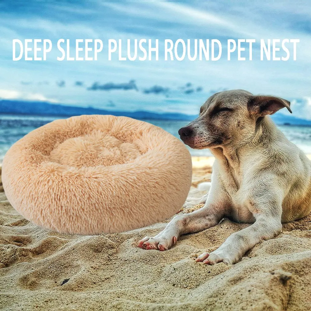 Глубокий спящий плюшевый круглый собачий питомник кошачий подстилка