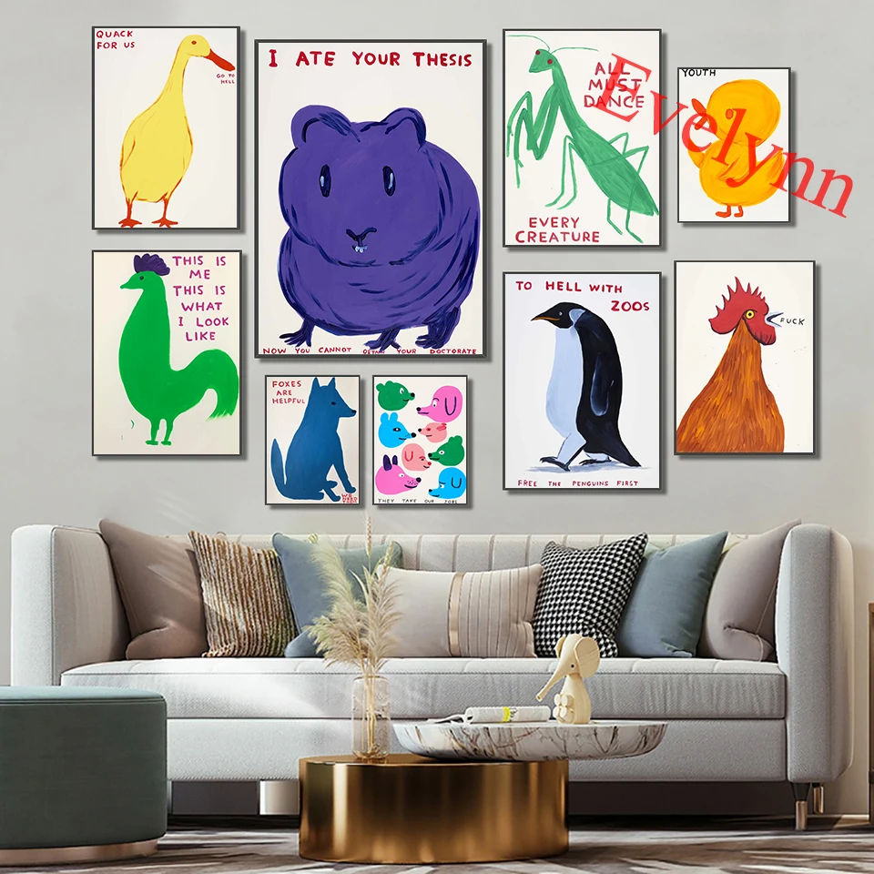 

Abstract David Shrigley Prints Art Posters,Funny David Shrigley Wall Art Canvas Wall Picture For Living Room Decoration Painting