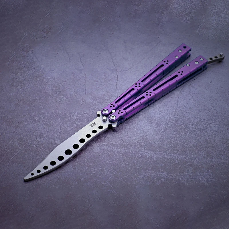 Тренировочный нож-бабочка HOM Basilisk Balisong лезвие D2 титановые булавки Hanldes Tang