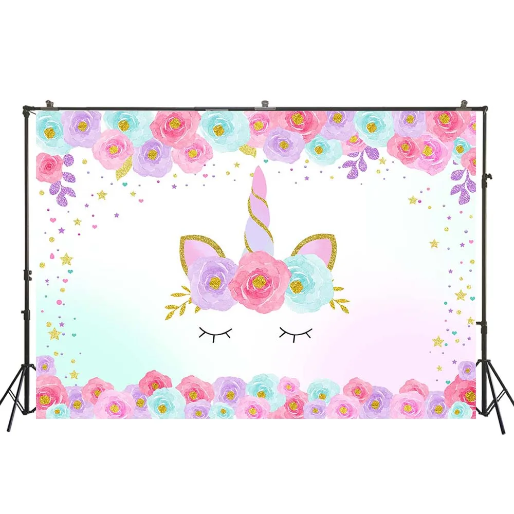Фон для фотосъемки новорожденных с изображением единорога вечерние вых цветов |