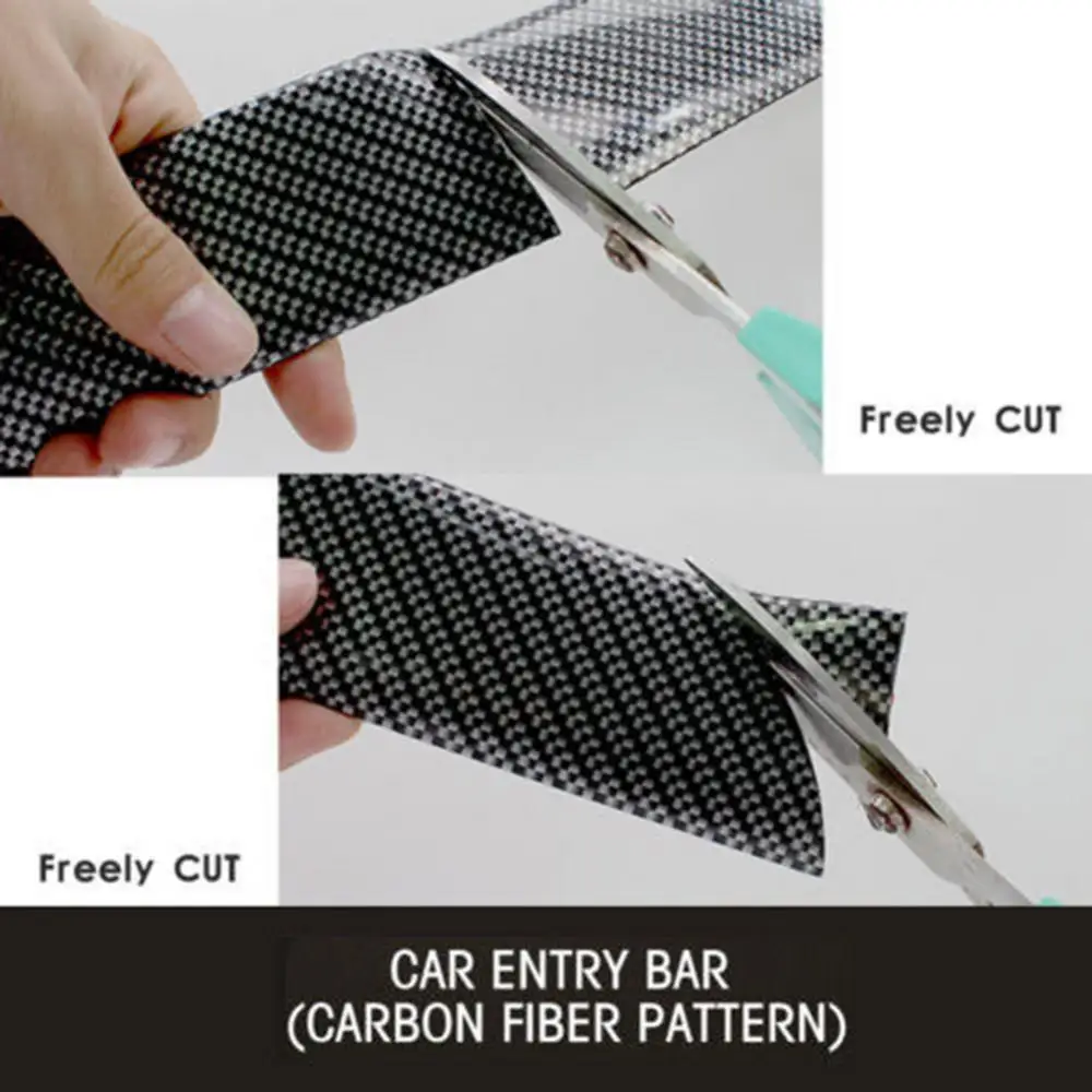 

3x100cm Carbon Fiber Rubber Car Door Bumper Strip Guard Anti Scratch Sticker