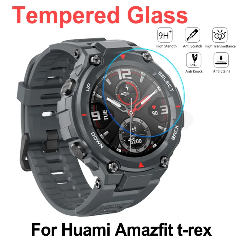 Защитное стекло для смарт-часов Huami Amazfit T-Rex закаленное 9H T-rex 2020 | Электроника