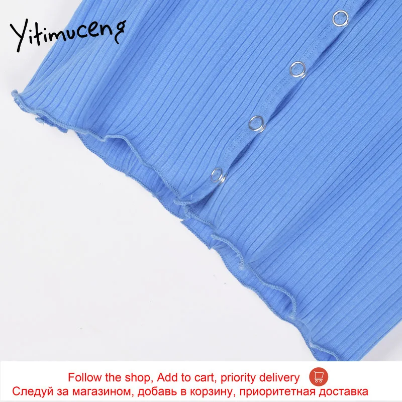

Yitimuceng Woman Tshirts 2021 Fashion Clothing Short Sleeve Summer Crop Tops Edible Tree Fungus Sexy Striped Knitted Shirts New