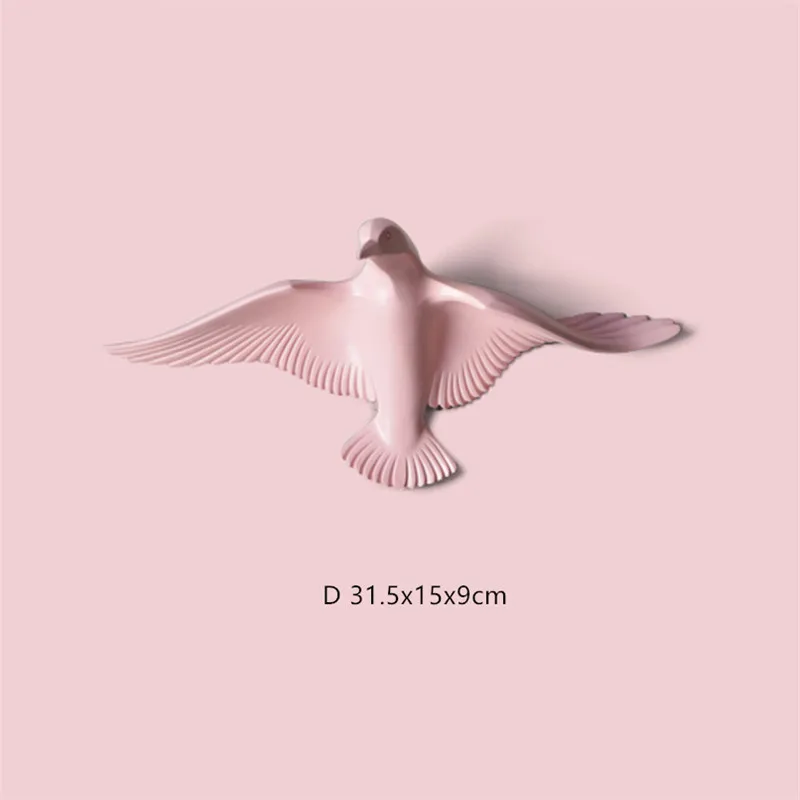 Pink D Европейский Креативный резиновый Настенный 3D орнамент в виде чайки, птицы, Настенная Наклейка для гостиной, телевизора, фоновое украшение, подвеска в виде животного - Цвет: Pink D