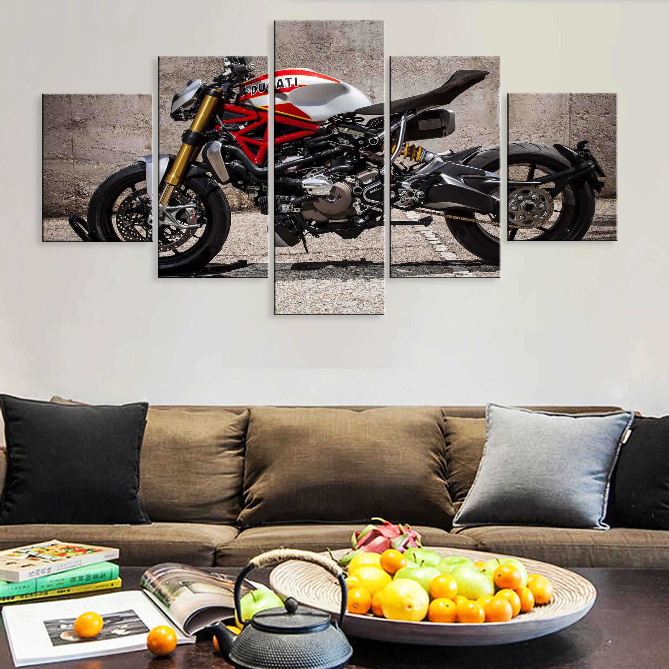

Hd Printed 5 Pieces Artwork Modular Poster Canvas For Living Room Home Framework 1200 Modified Motorcycle