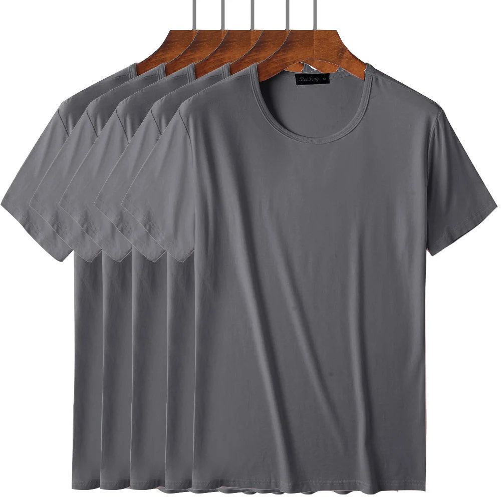 5pcs light gray Набор из 5 футболок, Мужская Базовая простая удобная мужская традиционная майка с вырезом лодочкой из 95% бамбукового волокна и вискозы, белая футболка - Цвет: 5pcs light gray