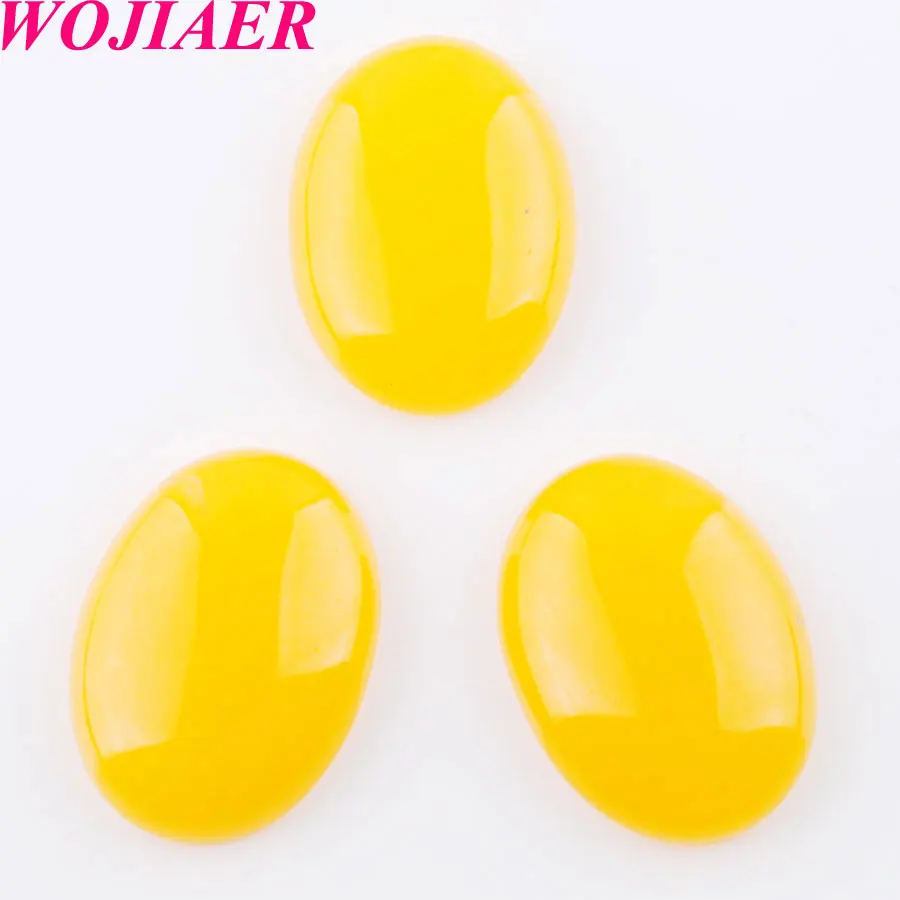 

WOJIAER Natural Yellow Jades 22x30x8mm Gem Stones No Drilled Hole Oval Cabochon CAB Bead for Men DIY Handcrafted Jewelry PU8104
