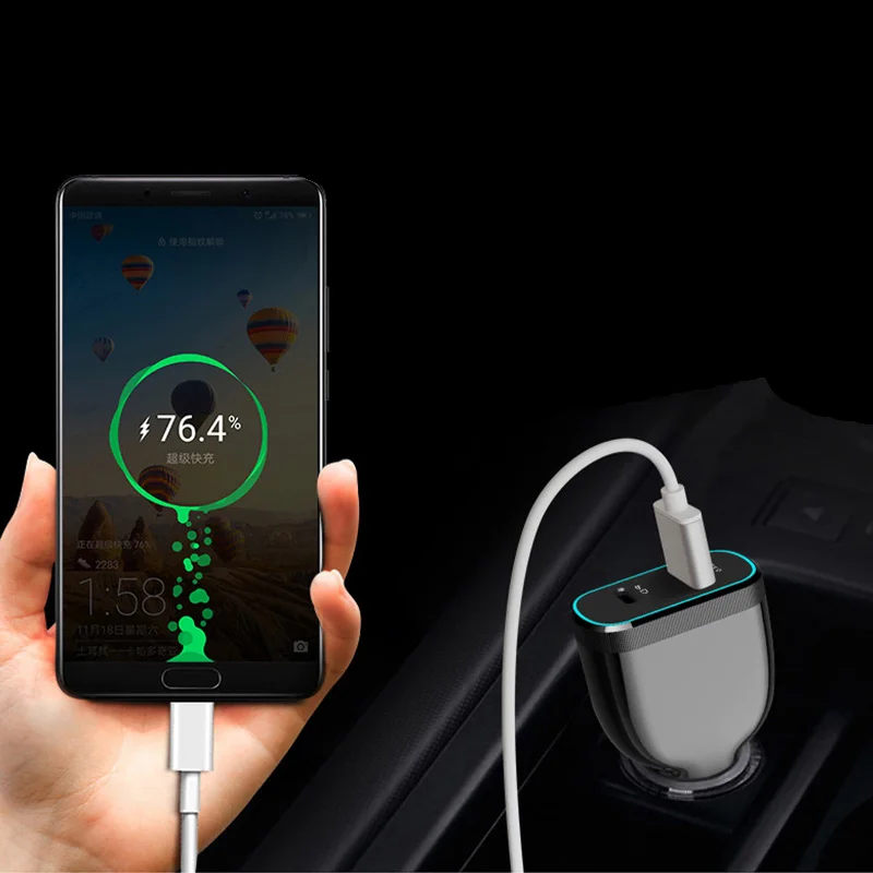 Автомобильное зарядное устройство 78 Вт двойной USB-разъем QC3.0 + Type-c быстрая зарядка