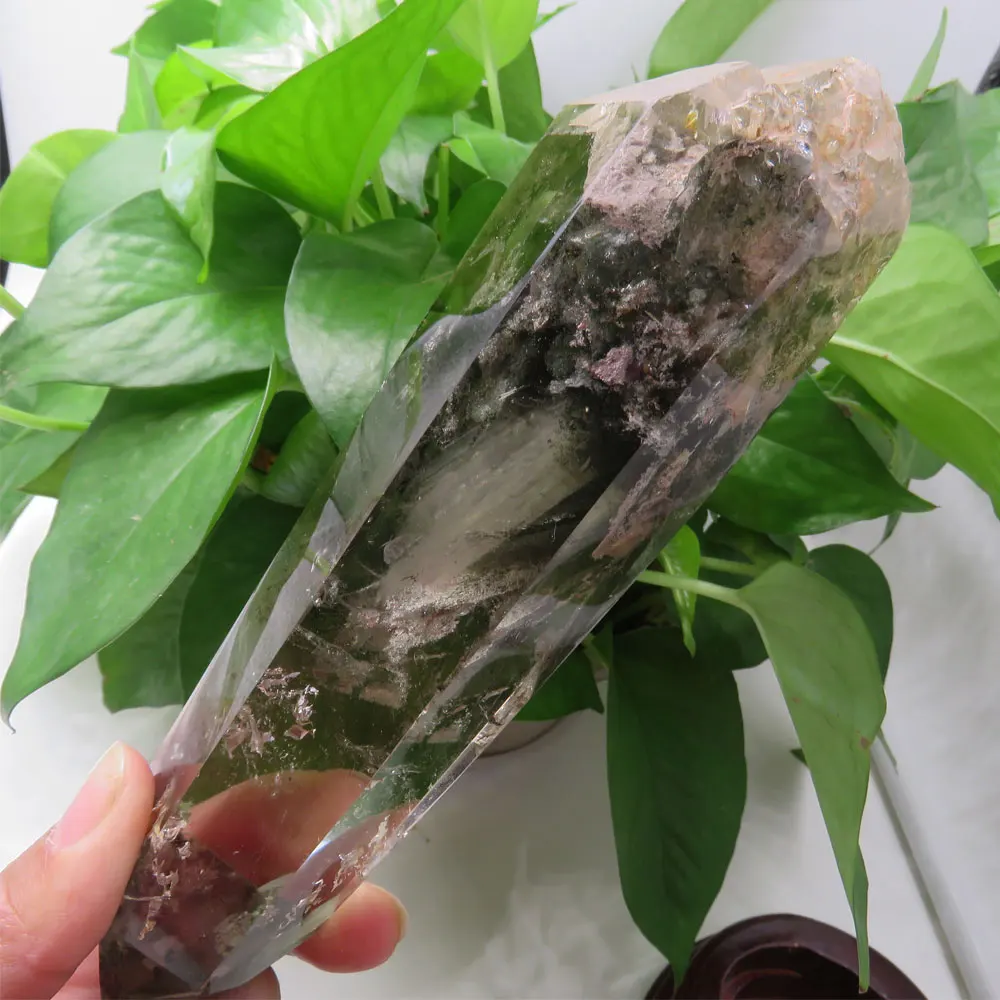 Фантастический! 532 г натуральный зеленый фантомный кварцевый кристалл точечная