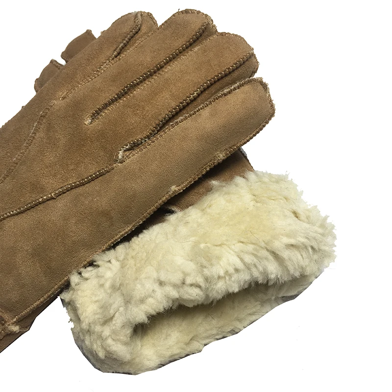 Men's Leather gloves New genuine sheepskin leather glove for men Outdoor Winter warm fur thickening thermal patchwork gloves G31