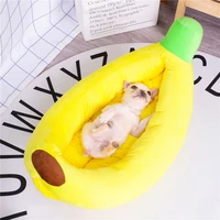creative style banana cat dog nest kennel keep warm yellow indoor pet bed removable washable thicken velvet boat pet mat stuff