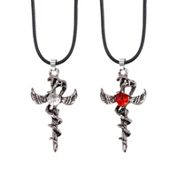 2021 simple cross necklace serpentine winding sword retro inlaid rhinestone pendant mens punk fashion party jewelry gift hot