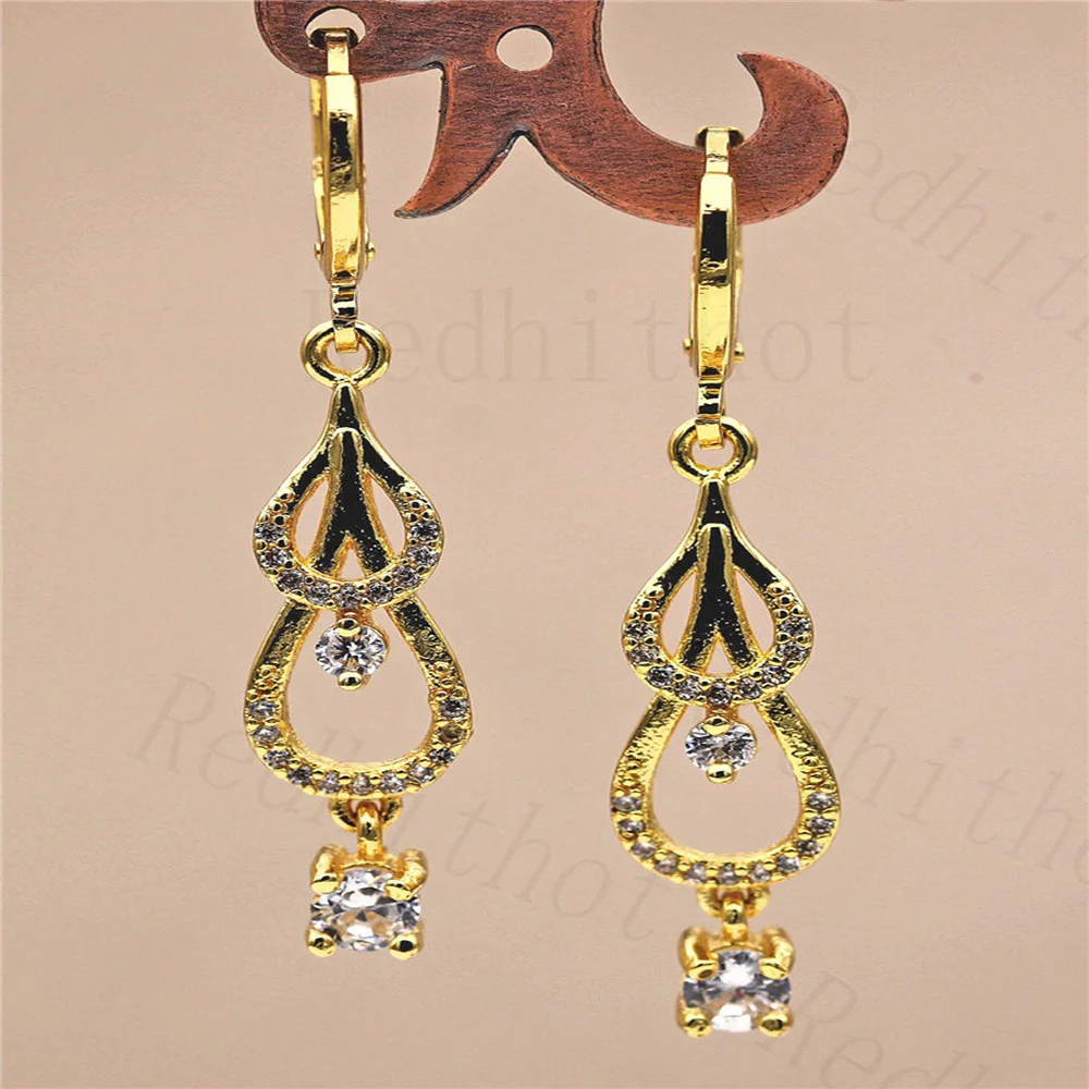 Модные золотые медные циркониевые серьги-капли для женщин модные ювелирные