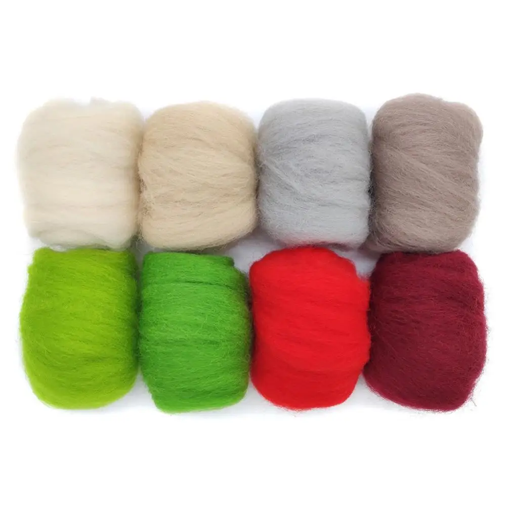 

8 Pack Needle Felting Wool Roving 10g x 8 Color Total 80g Merino Wool 70S (19 Microns) Eco-friendly Natural (NO.08)