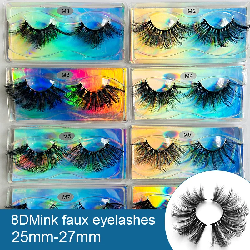 

8D Faux Mink False Eyelashes 25mm Natural Slender Thickness Cyberstar False Eyelashes Can Be Customized