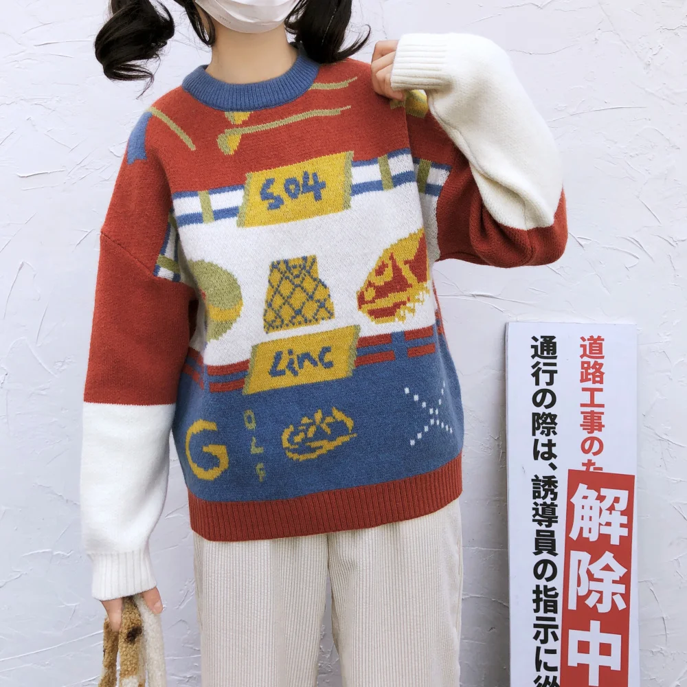 Женский свободный свитер в стиле девушки из японской лесной ретро с мягкой
