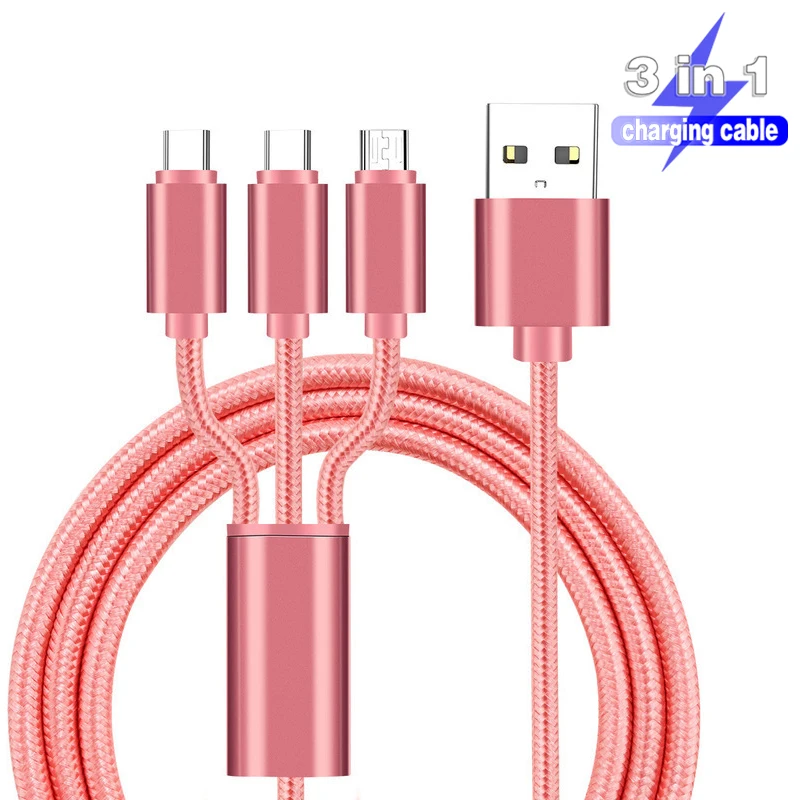 Usb кабель 3 в 1 для быстрой зарядки освещения usb type c micro iphone айфона Micro C iPhone Xiaomi xiaomi