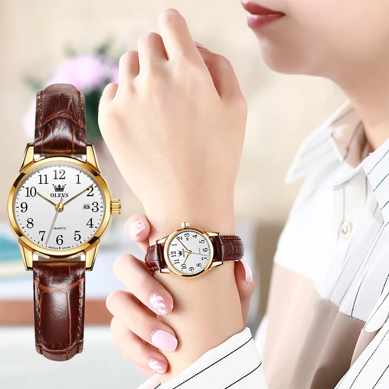 

Роскошные часы для женщин кожаные водонепроницаемые Модные повседневные кожаные часы простые женские маленькие кварцевые часы наручные ч...