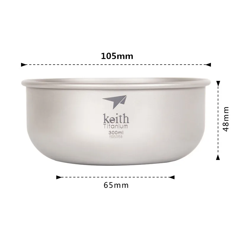 

300ml Titanium Bowl Outdoor Picnic Hiking Travel Ultralight Portable Bacteriostatic Tableware Camping Bowl Ti5332