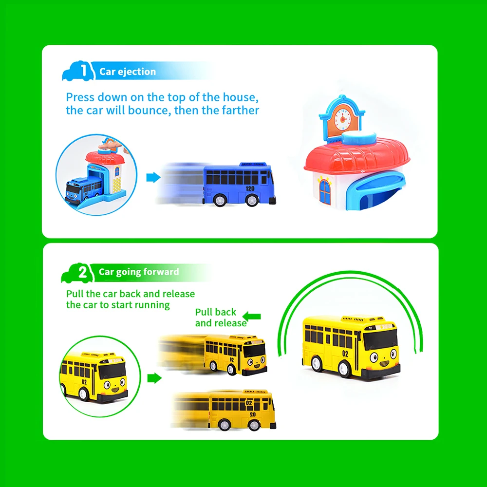 

Parent-Child Interaction Educational Toys Cartoon Plastic Pull Back Car Connectable Bus Model Set Back Force Toy For Kids