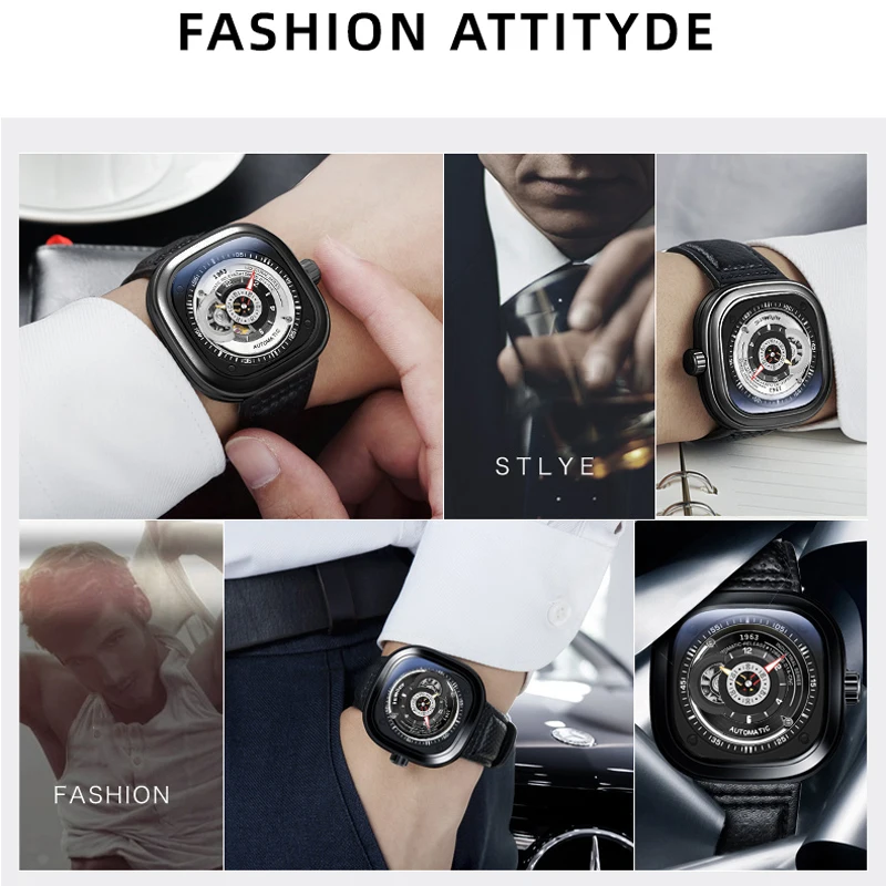 

AESOP Mens Watches Top Brand Luxury Big Dial Hollow Military Quartz Watch Leather Waterproof Sport Wristwatch Relogio Masculino