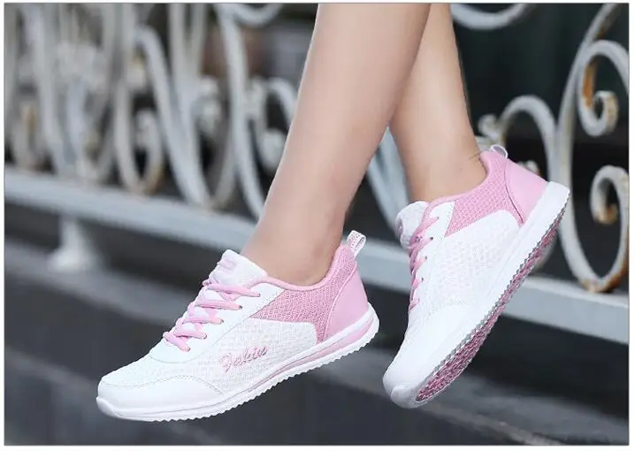 Сезон: весна лето Женские кроссовки Дышащие с сеткой на плоской подошве Женская