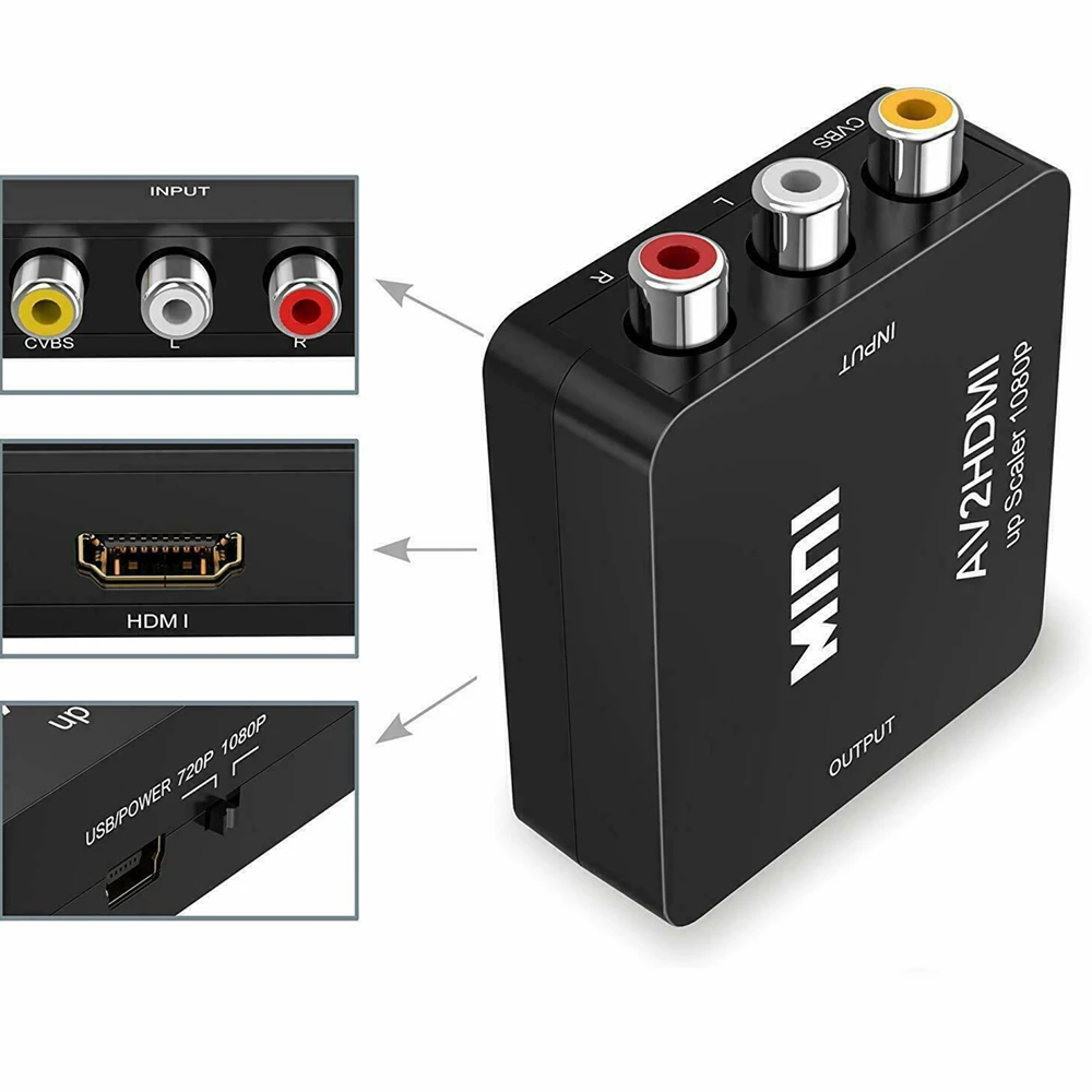 RCA AV/HDMI-совместимый преобразователь AV/CVSB L/R Video Box HD 1080P 60 Гц AV 2 Hdmi поддержка NTSC PAL