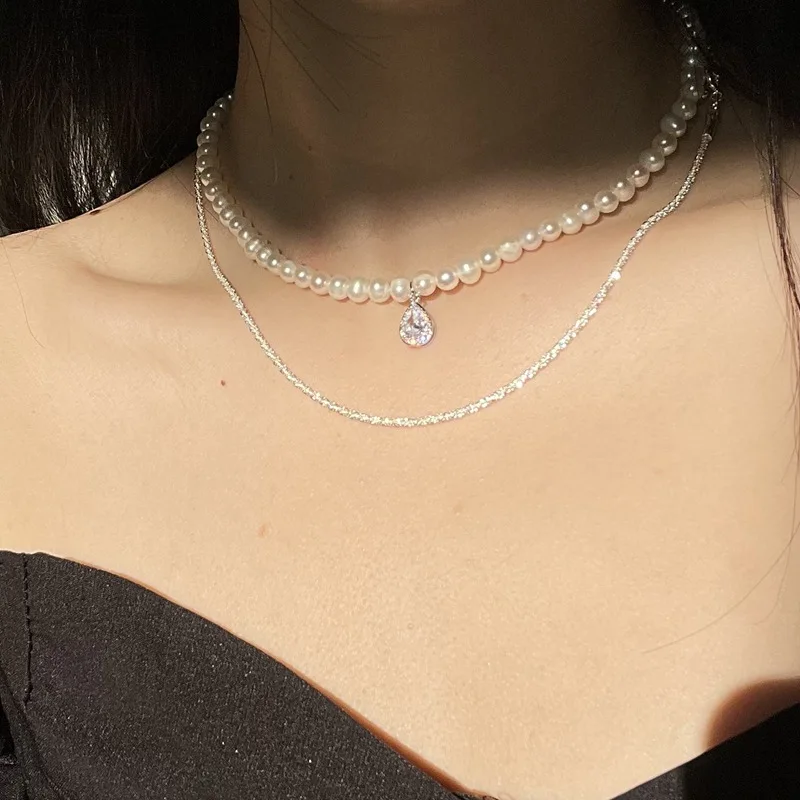 

Set of Baroque high-quality freshwater pearls two sets of soft sister temperament necklace inlaid jewelry gifts