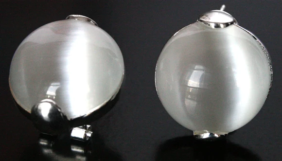 

FASHION WOMEN'S NATURAL CLEAR WHITE OPAL 925 STERLING SILVER STUD EARRINGS