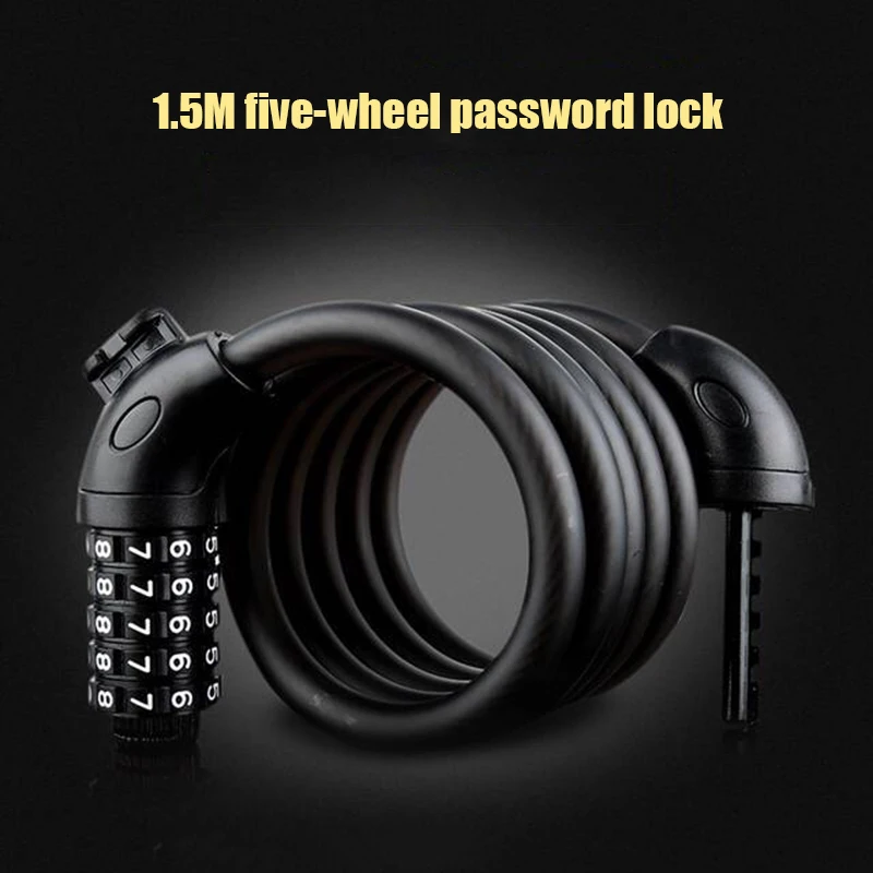 Bike Cable Lock Self-Coiling UV Resistance Resettable 5-Digit Combination Passwords FOU99 | Спорт и развлечения