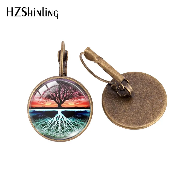 Серьги подвески с изображением дерева жизни и заката украшения для девочек