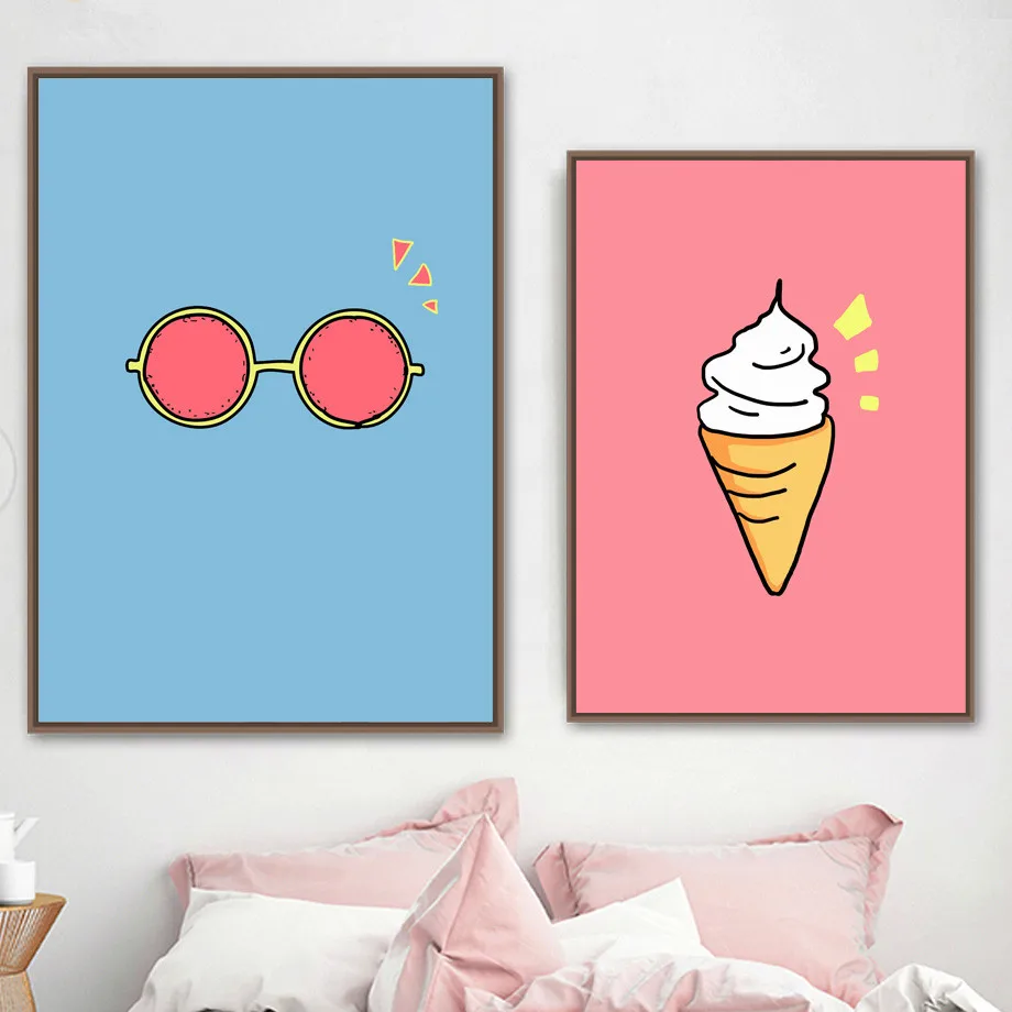 Фото Скандинавский минимализм мультфильм солнцезащитные очки мороженое стены