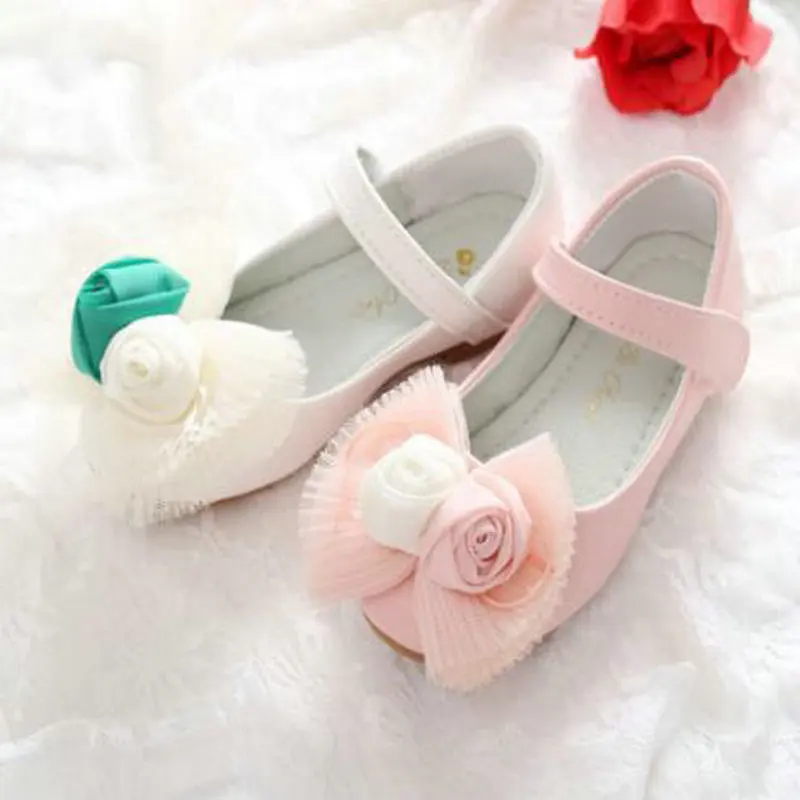 Детская одежда принцессы с бантом и цветочным рисунком для девочек сандалии