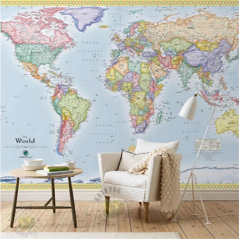 

Custom Any Size Mural Wallpaper 3D Stereo World Map Fresco Living Room Office Study Interior Decor Wallpaper Papel De Parede 3D