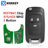 xnrkey 3 button car alarm remote key pcf7941 chip 315433mhz for chevrolet malibu cruze aveo spark sail car key