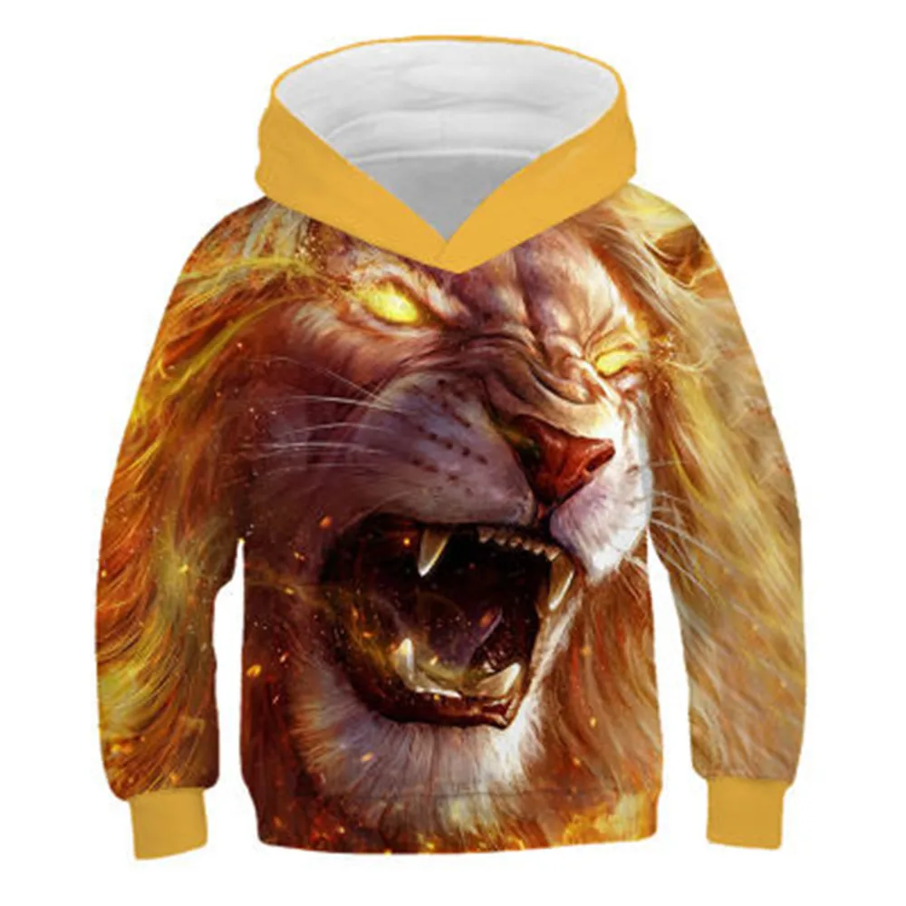 Толстовка детская с капюшоном и 3D-принтом тигра лисы |