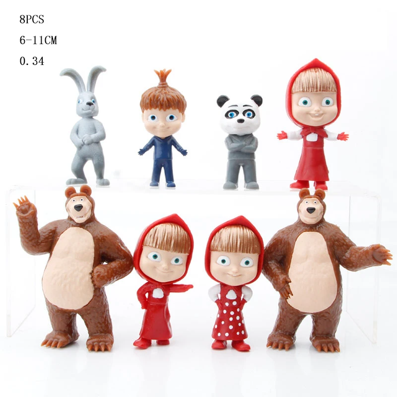 8 шт./компл. Маша и Медведь кукла модель игрушки детской сцены Мультяшные милые