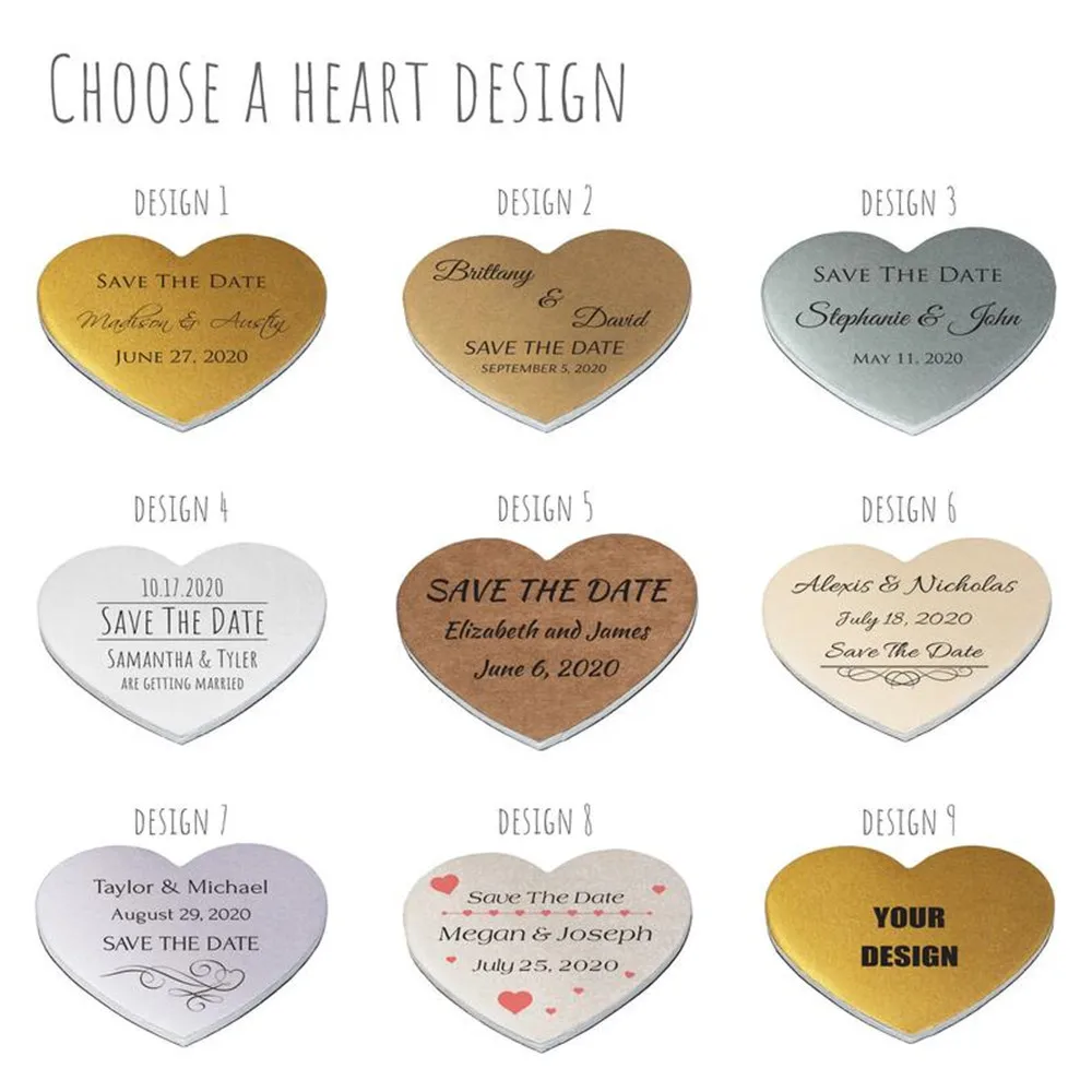 

personalize names Save the date wedding magnets, custom bridal baby shower metallic Save the date thank you fridge magnets