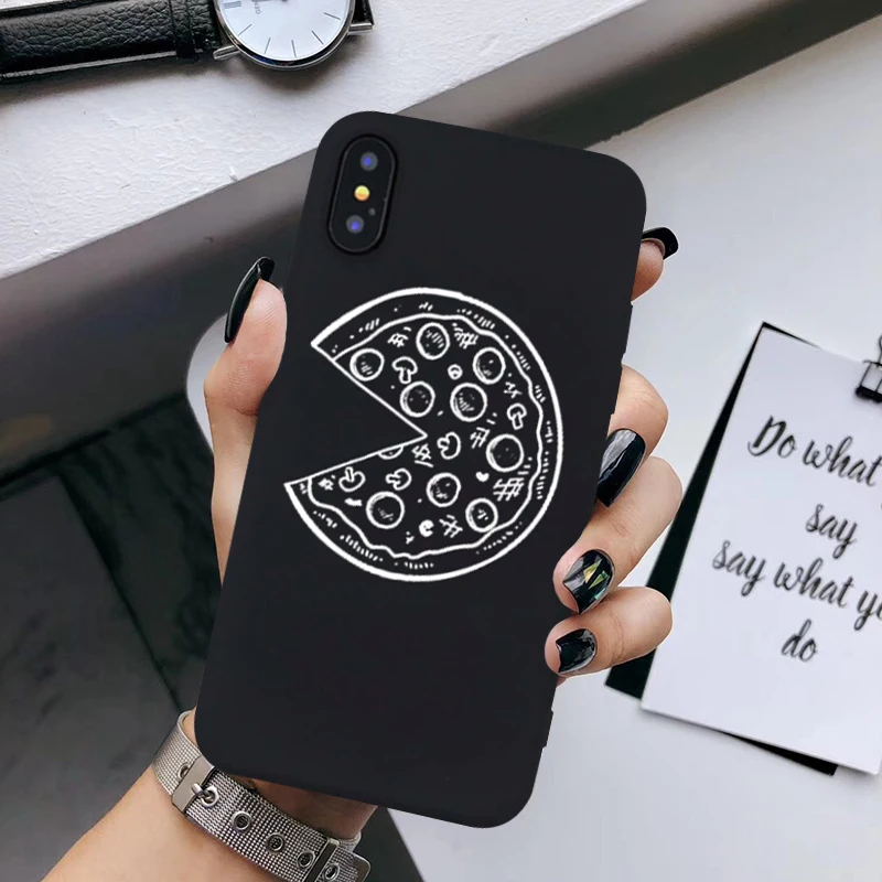 Забавный чехол для телефона Pizza Best Friends iPhone X XS MAX XR 11 Pro 7 8 6 6s Plus черная пара мягкая