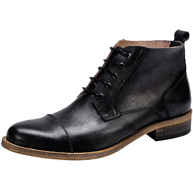 Ботинки мужские из натуральной кожи винтажные броги обувь ручной работы в