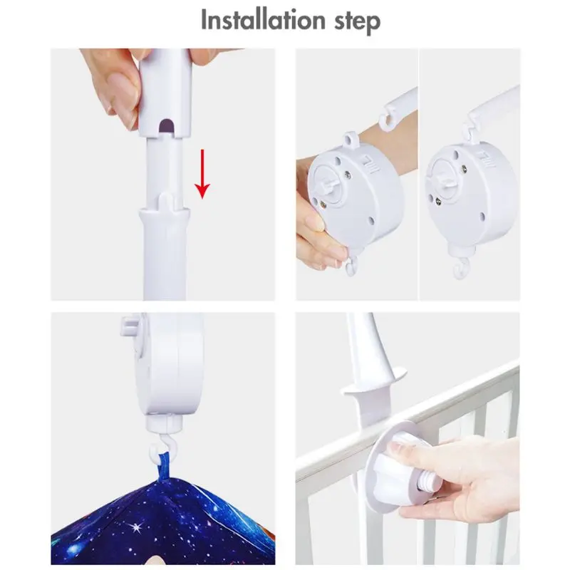 

Baby Crib Mobile Holder Rattles 0-12 Months Music Rotating Bed Bell Infants Toys 54DA